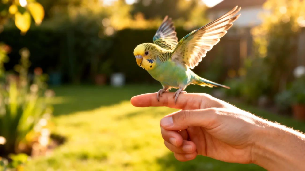 Wellensittiche benötigen spezielle Flugtraining- und Rückrufübungen im Gartenbereich, um sicheres Freiflugverhalten zu entwickeln und das Risiko des Entfliegens zu minimieren"